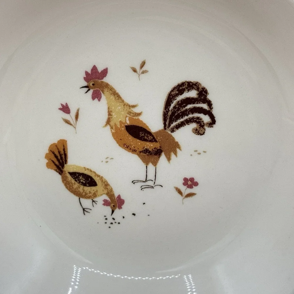 Taylor Smith Break O Day Rooster Cereal Bowls Set of 4 Farmhouse MCM 1960s READ